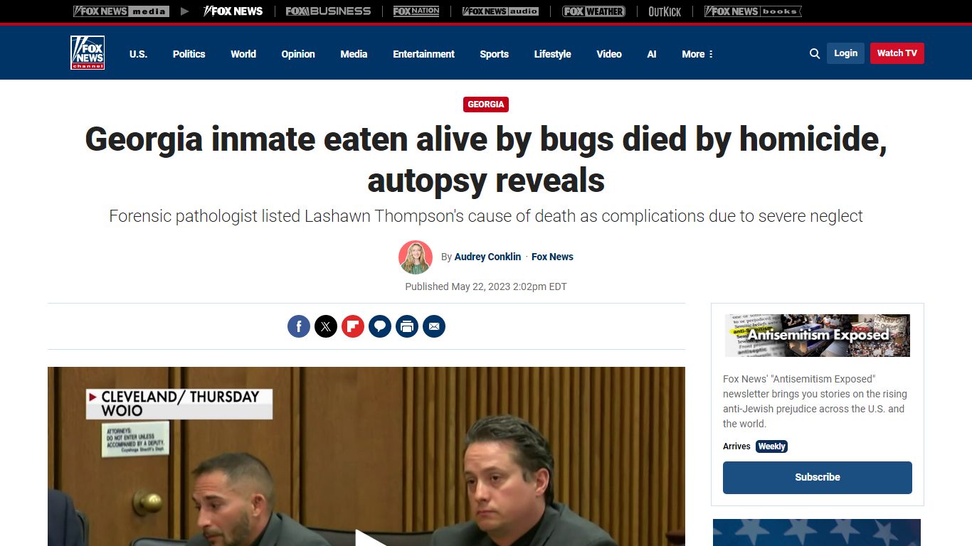 Georgia inmate eaten alive by bugs died by homicide, autopsy reveals